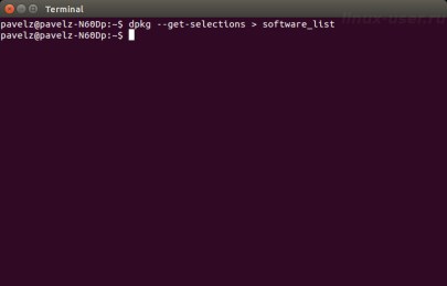 Який полягає в тому, що перед установкою нового дистрибутива Linux, я спочатку на старій установці, за допомогою терміналу, експортує назва всіх встановлених пакетів в текстовий файл