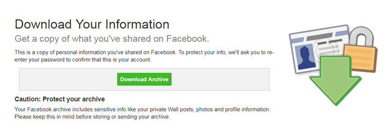 Через якийсь час Facebook надасть вам посилання на завантаження ZIP-файлу, де містяться всі ваші фото, листування, контакти і інша інформація з мережі