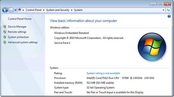 Аплет системних властивостей в панелі управління наочно ілюструє, хто є прабатьком Windows Thin PC:
