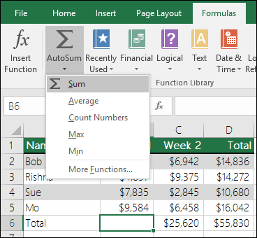 Viens ātrs un vienkāršs veids, kā pievienot vērtības programmā Excel, ir izmantot   AutoSum