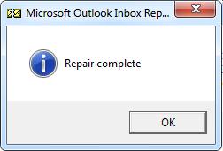 Якщо все пройде гладко, після закінчення роботи утиліти з'явиться повідомлення Repair complete і можна спробувати відкрити pst файл в Outlook