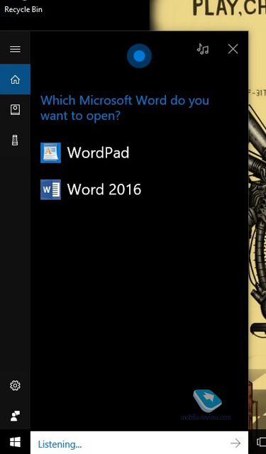Але потрібно називати програму повністю, так як якщо сказати просто «відкрий Microsoft Word», Cortana поцікавиться, що саме малося на увазі: